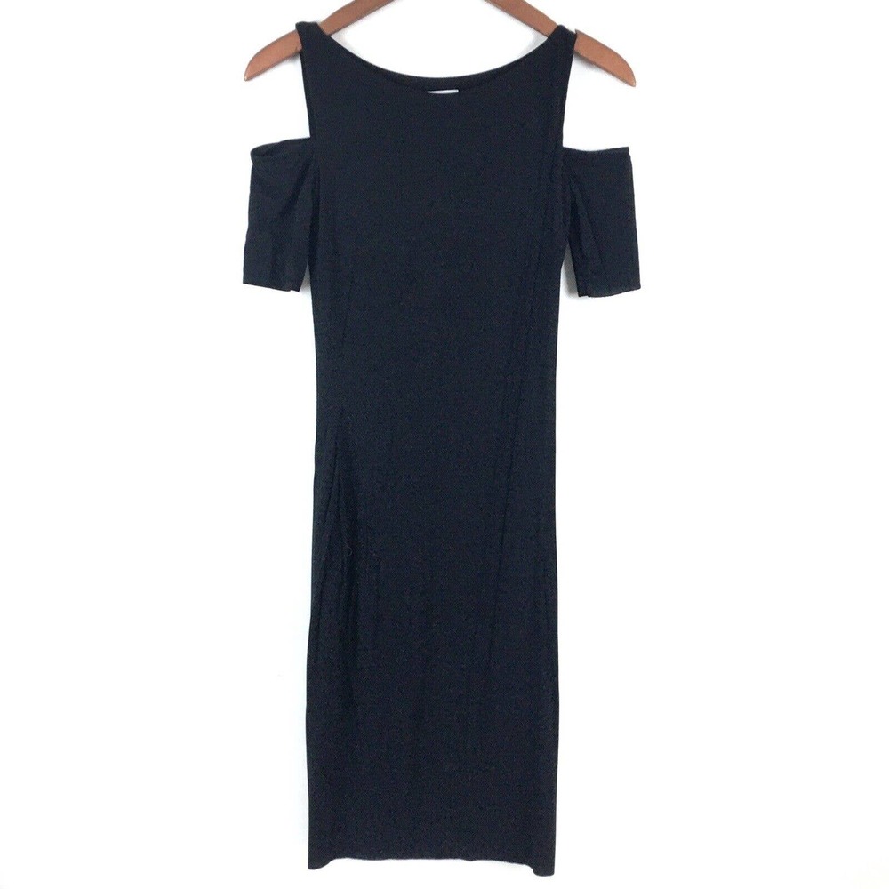 Bailey 44 Dress XS Black Cold Shoulder Short Sleeve Sheath Stretch Rayon